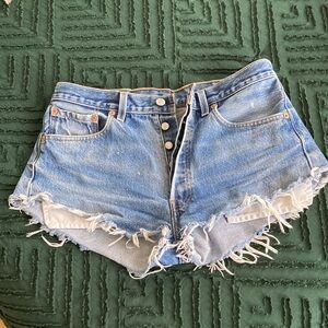 Levi's Light Blue Distressed Cutoff Denim Shorts